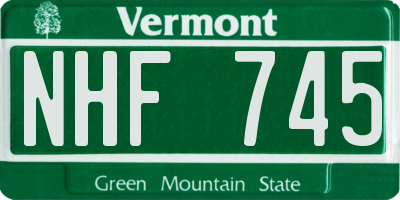 VT license plate NHF745