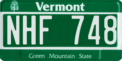 VT license plate NHF748