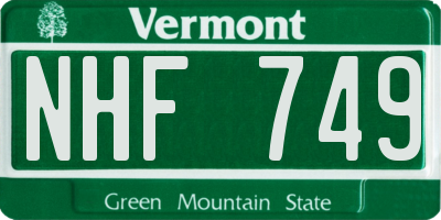 VT license plate NHF749