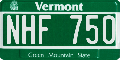VT license plate NHF750