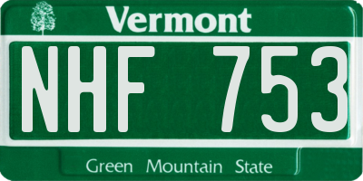 VT license plate NHF753