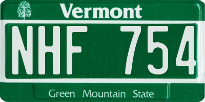 VT license plate NHF754