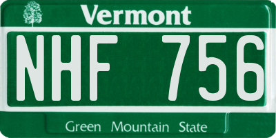 VT license plate NHF756