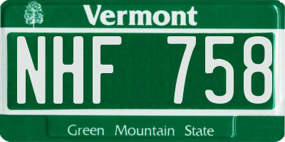 VT license plate NHF758