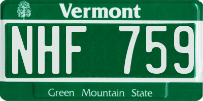 VT license plate NHF759