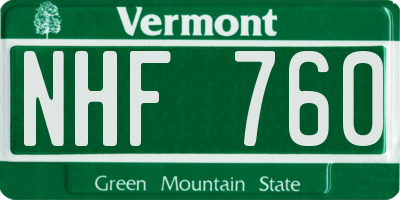 VT license plate NHF760