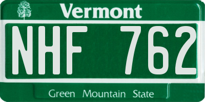 VT license plate NHF762