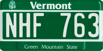 VT license plate NHF763