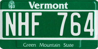 VT license plate NHF764