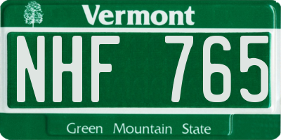 VT license plate NHF765