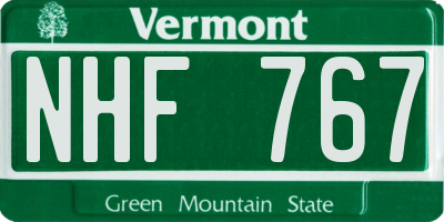 VT license plate NHF767