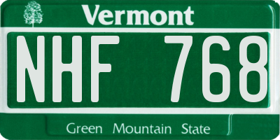 VT license plate NHF768