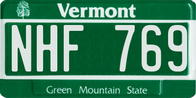 VT license plate NHF769