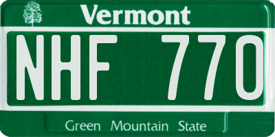 VT license plate NHF770