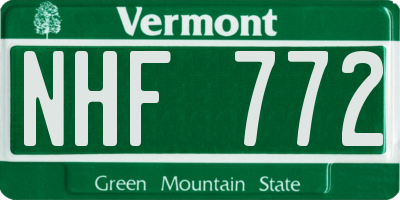 VT license plate NHF772