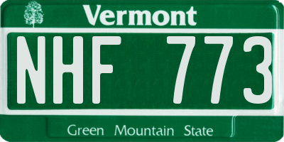 VT license plate NHF773