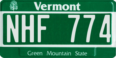 VT license plate NHF774