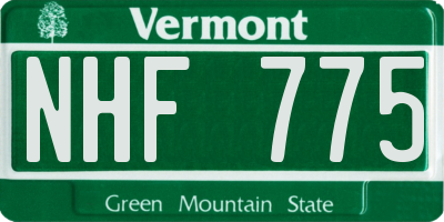 VT license plate NHF775