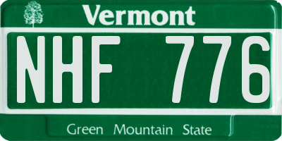 VT license plate NHF776