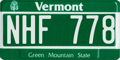 VT license plate NHF778