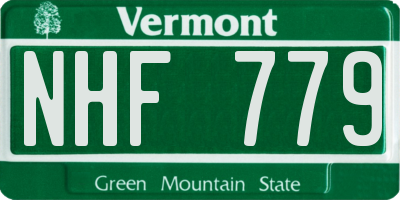 VT license plate NHF779