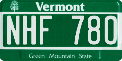 VT license plate NHF780
