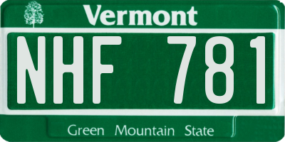 VT license plate NHF781