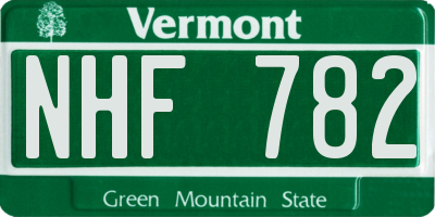 VT license plate NHF782