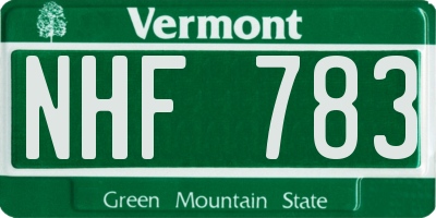 VT license plate NHF783