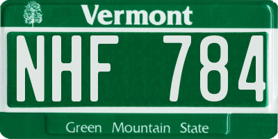 VT license plate NHF784