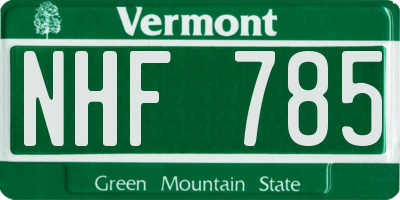 VT license plate NHF785