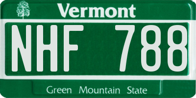 VT license plate NHF788