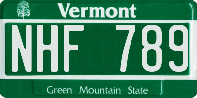 VT license plate NHF789