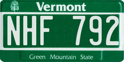 VT license plate NHF792