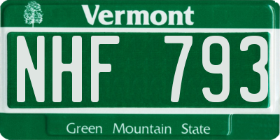 VT license plate NHF793