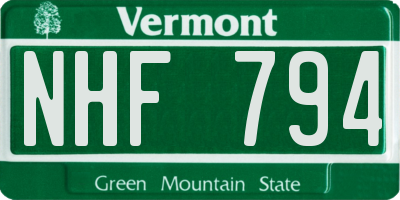 VT license plate NHF794