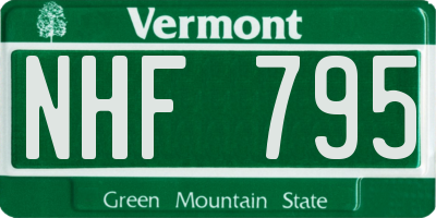 VT license plate NHF795