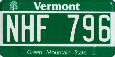 VT license plate NHF796