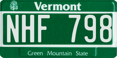 VT license plate NHF798