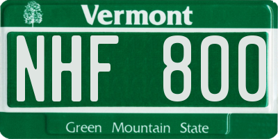 VT license plate NHF800
