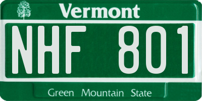 VT license plate NHF801