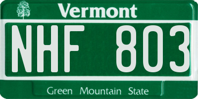 VT license plate NHF803