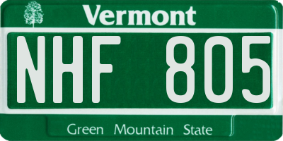 VT license plate NHF805