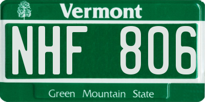 VT license plate NHF806