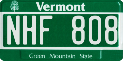 VT license plate NHF808