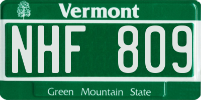 VT license plate NHF809