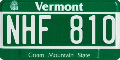 VT license plate NHF810