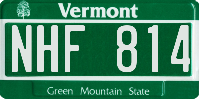 VT license plate NHF814