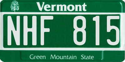 VT license plate NHF815