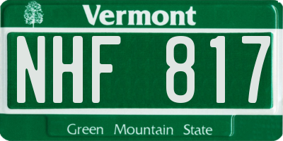 VT license plate NHF817